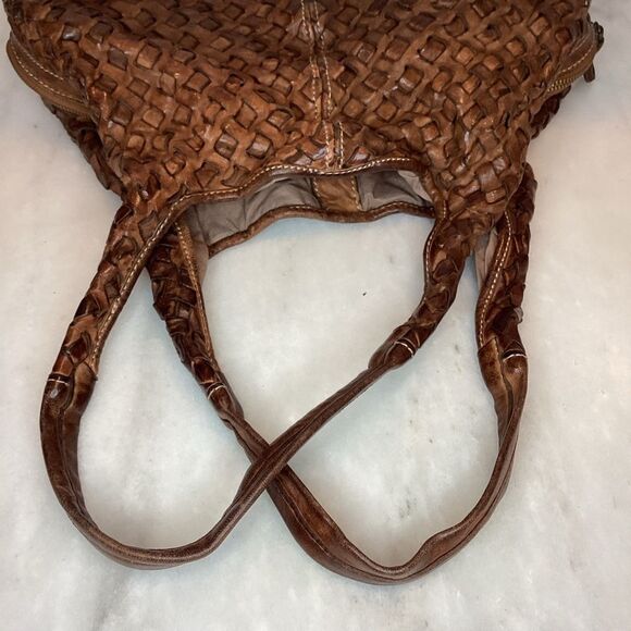 Langellotti Purse Handbag Leather Brown Genuine Woven Shoulder Bag - Picture 15 of 15